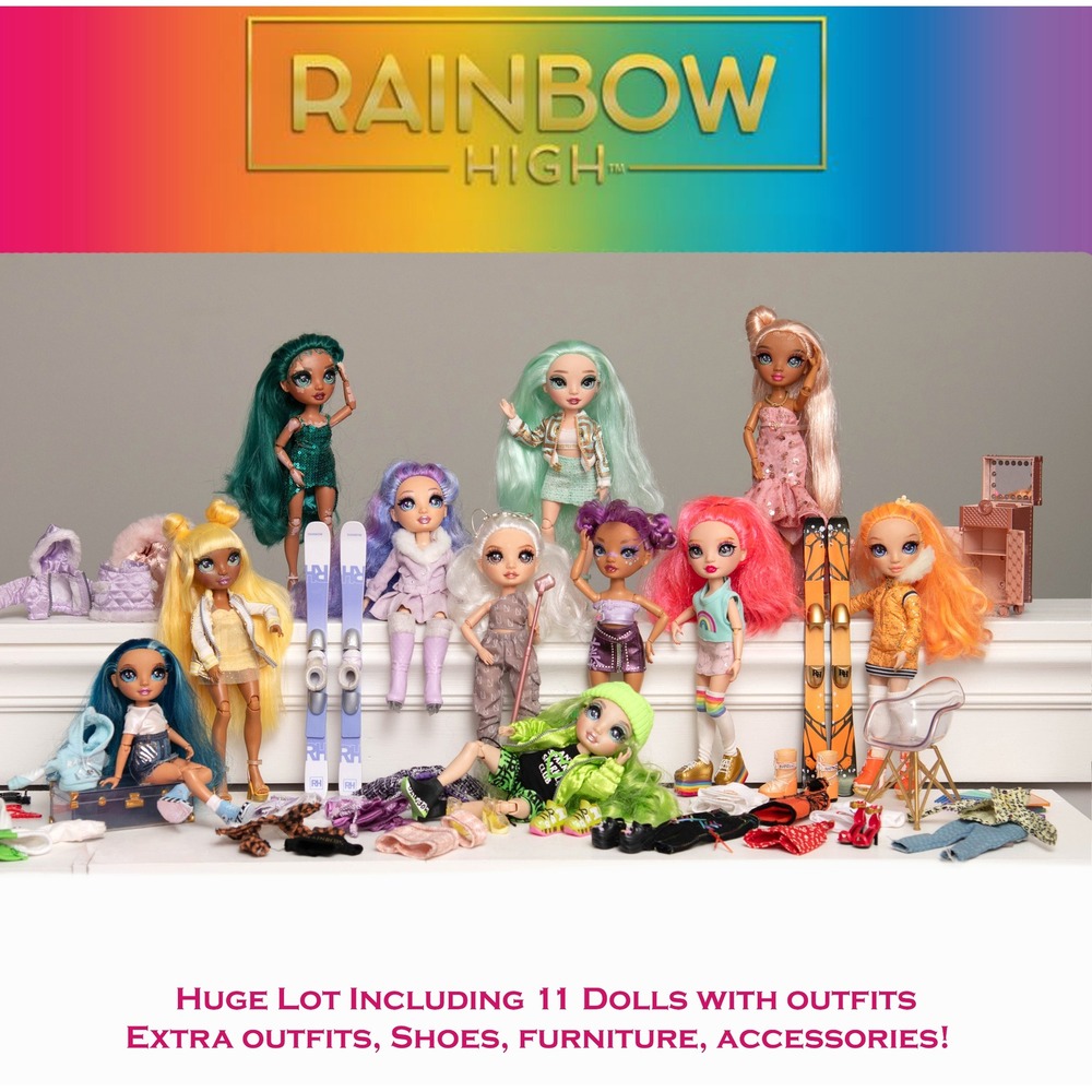 Rainbow High Doll Lot 11 Dolls Plus Accessories Huge Lot MGA Daphne Jade Skylar